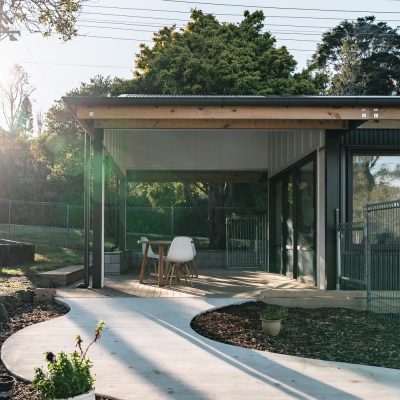 Modern church pavilion exterior
